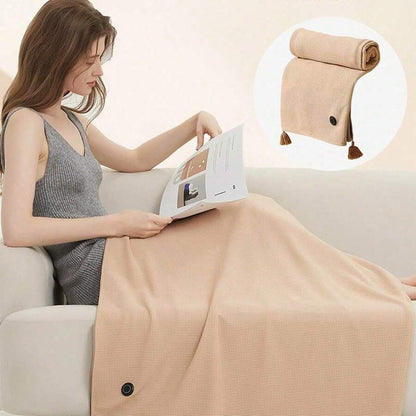 USB Heated Hooded Wrap — Apricot
