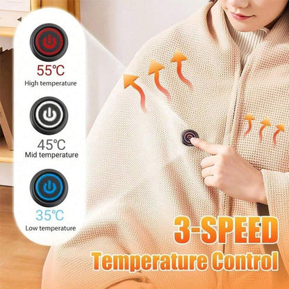 USB Heated Hooded Wrap — Apricot