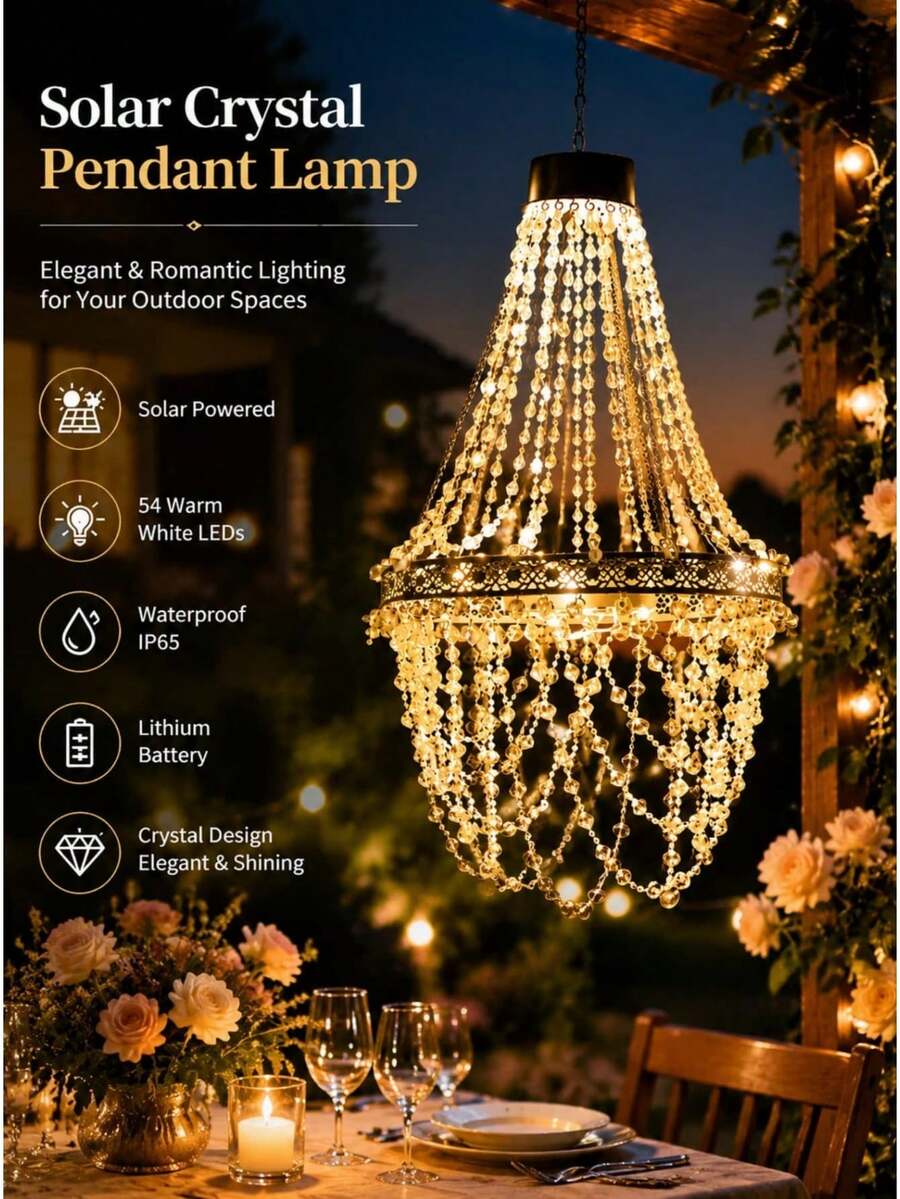 Solar Hanging Light — Crystal-Beaded Style