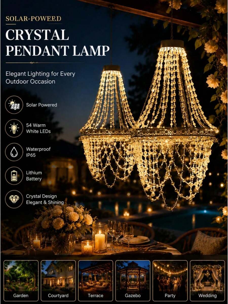 Solar Hanging Light — Crystal-Beaded Style