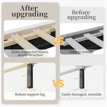Queen Upholstered Bed Frame — Beige