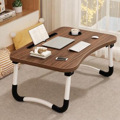 Folding Laptop Table — Cup & Tablet Slots
