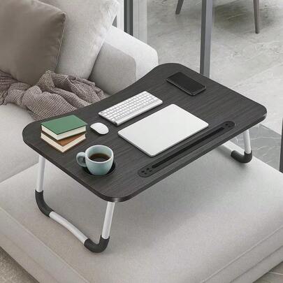 Folding Laptop Table — Cup & Tablet Slots
