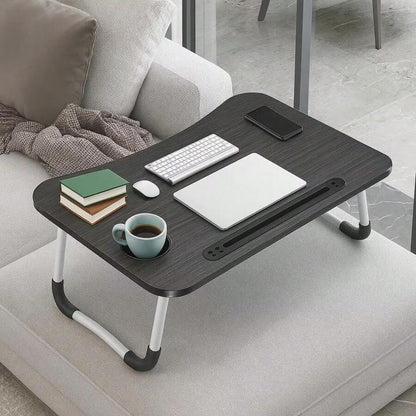 Folding Laptop Table — Cup & Tablet Slots
