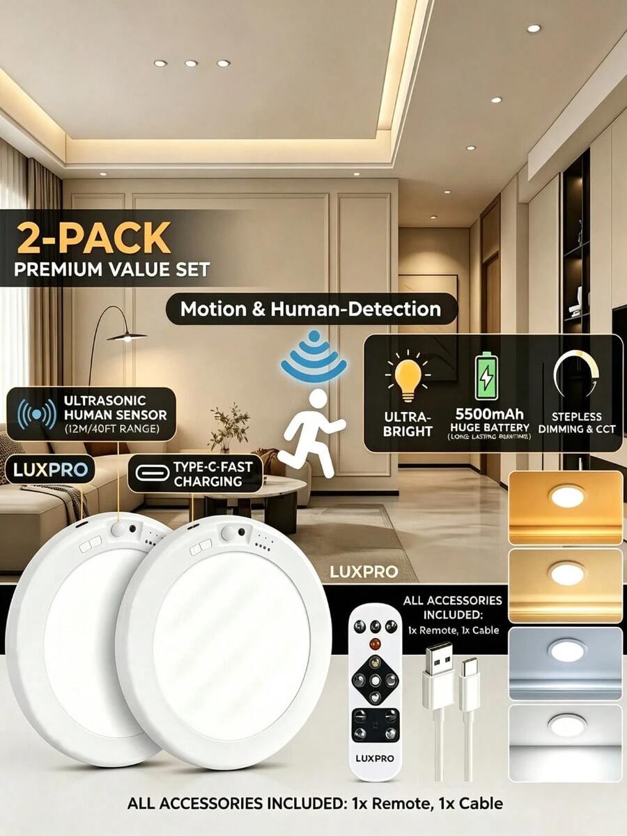 Motion-Sensing Ceiling Light with Remote