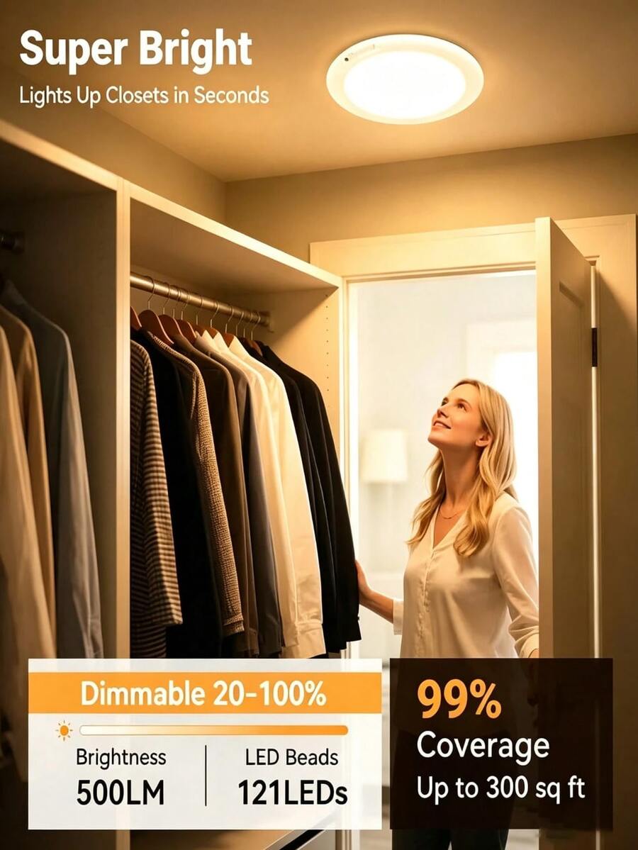 Motion-Sensing Ceiling Light with Remote