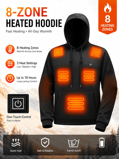 USB Heated Hoodie — 8 Heating Zones