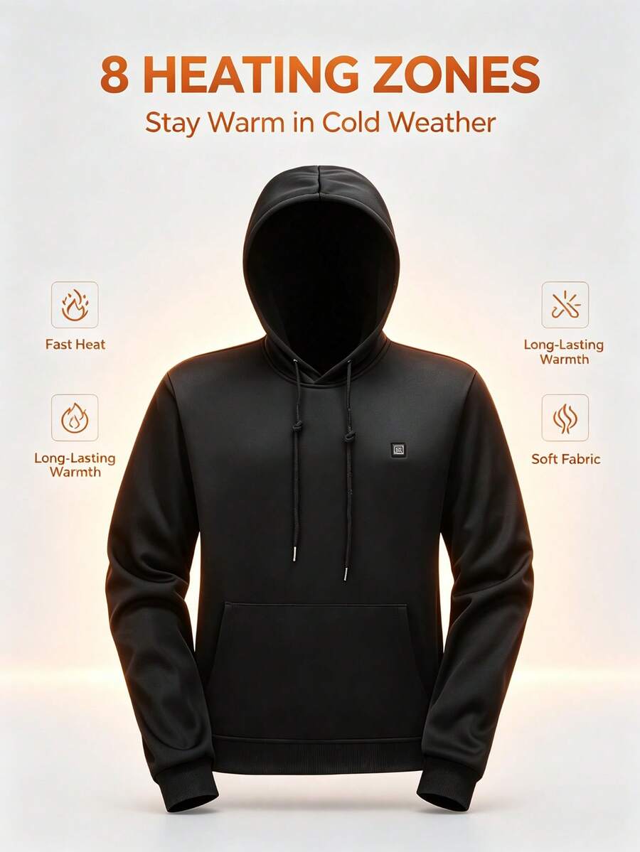 USB Heated Hoodie — 8 Heating Zones