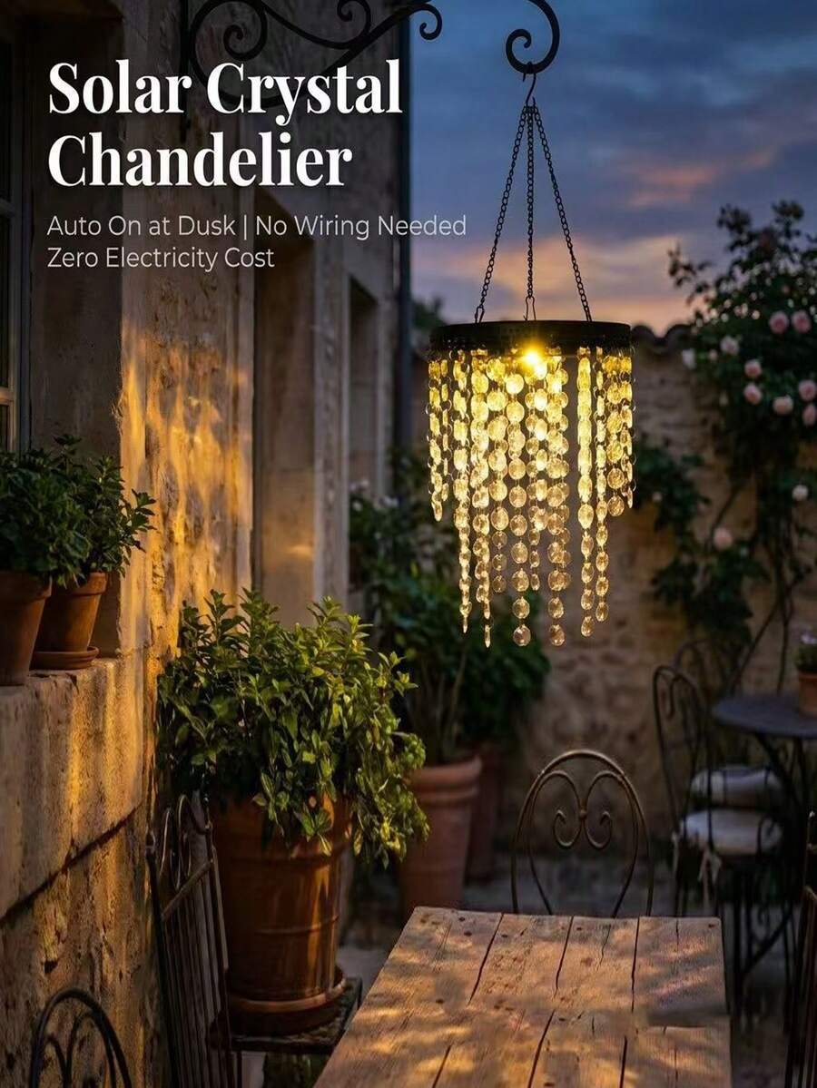Solar Hanging Light — Crystal-Beaded Style